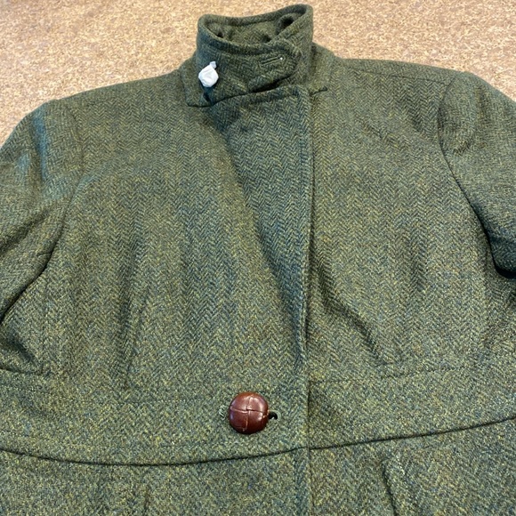 L.L. Bean Wool Blazer Jacket Green Herringbone Vintage 12 Petite - Picture 17 of 17